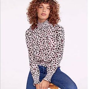 Ann Taylor pink animal print chiffon long sleeve blouse 10/10 never worn
